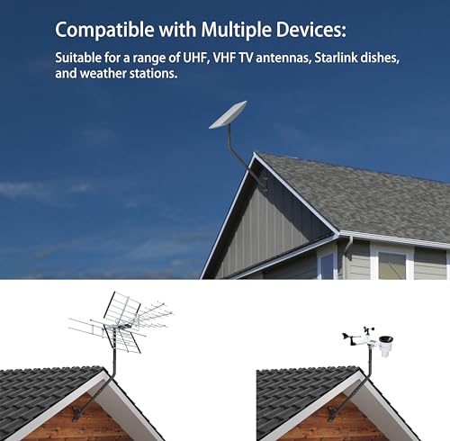 CEKAY Universal Antenna Mounting Pole 1.5" Dia x 35" L, Heavy Duty J Mount for Starlink, Weather Station & All Types of An...