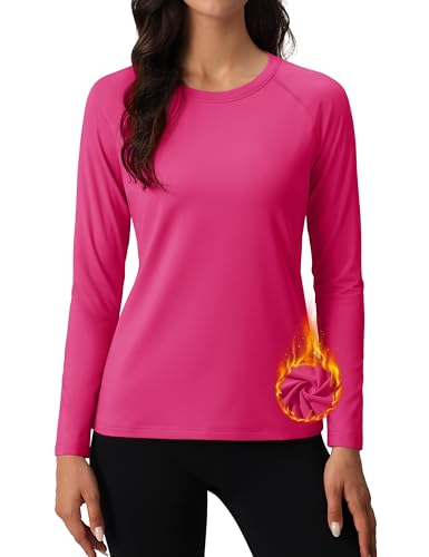 MAGCOMSEN Women's Thermal Shirts Fleece Pullover Long Sleeve Undershirt Tops Warm Workout Winter Base Layer