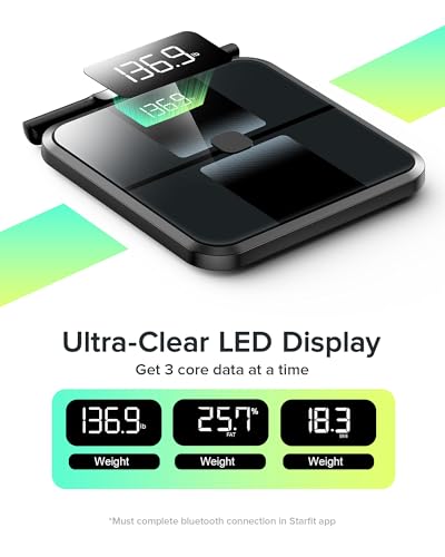 RunStar Scale for Body Weight and Fat, Full-Body Bathroom Scale with 8 Electrodes for BMI, Muscle Mass, High-Accuracy Body...