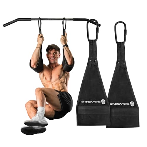 Gymreapers Hanging Ab Straps for Pull-Up Bar — Hang Bar Assist Strap & Strength Workout Exercise Equipment, Padded Adjusta...