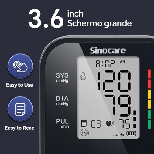 Sinocare Blood Pressure Monitor, Upper Arm BP Machine for Home, Adjustable Cuff 8.6"-16.5", One-Button Operation, Dual Use...