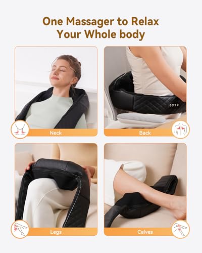 Shiatsu Neck and Back Massager with Heat, Neck and Shoulder Massager, 4D Deep Tissue Kneading Massage for Leg, Full Body M...