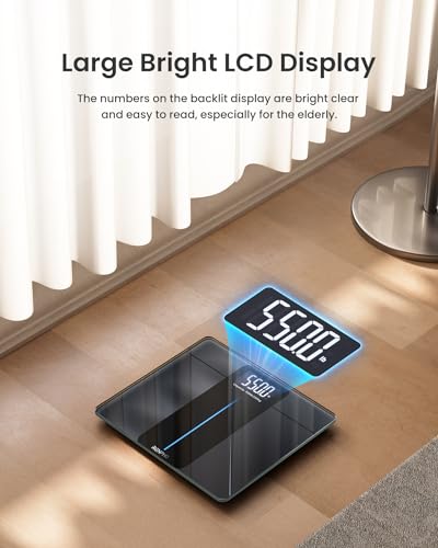RENPHO 550lb Scale for Body Weight, Digital Bathroom Scale with Large LED Display, Big Platform Weighing Machine with Extr...