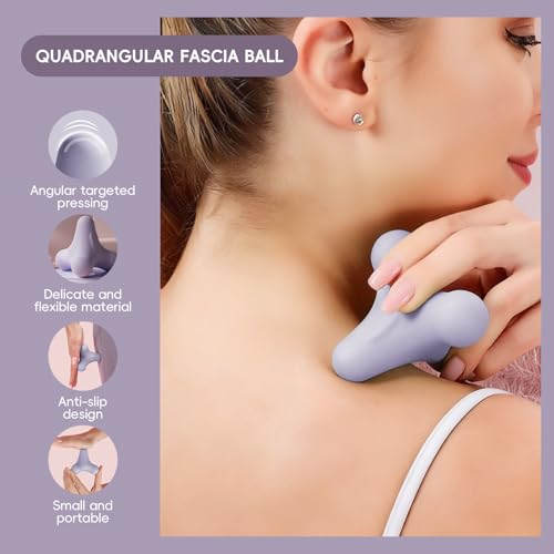4-Node Quadrangular Fascia Massage Ball - Portable Trigger Point Therapy Tool for Muscle Relief, Myofascial Release & Faci...