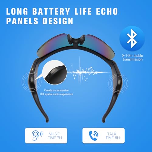 Smart Glasses for Men & Women, Bluetooth 5.3 Sports Sunglasses with Hands-Free Calls, Open-Ear Speaker, Polarized UV400, I...