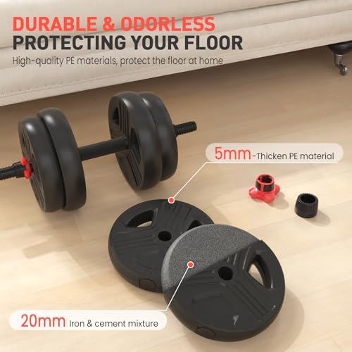 UKEEP Adjustable Dumbbells Set, 20/30/40/55/60/80lbs Free Weight Set with Connector, 2 or 3 in 1 Dumbbells Set Used as Bar...