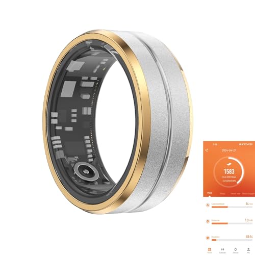 GenXenon Fitness Tracker Smart Ring,Step Counter,Heart Rate Blood Oxygen Sleep Tracker Health Ring, 6ATM Waterproof Long B...