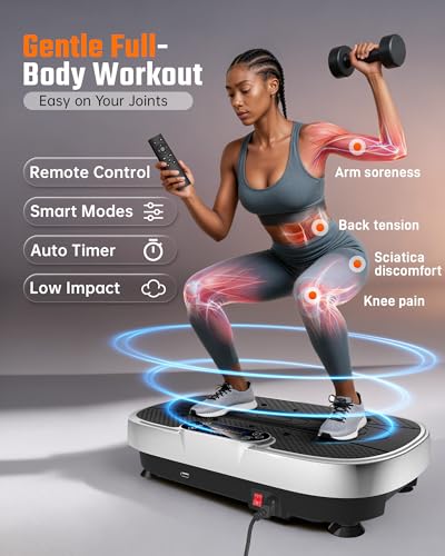 Vibration Plate Exercise Machine for Weight Loss and Lymphatic Drainage - 330lbs Capacity Vibrating Platform for Home Gym ...