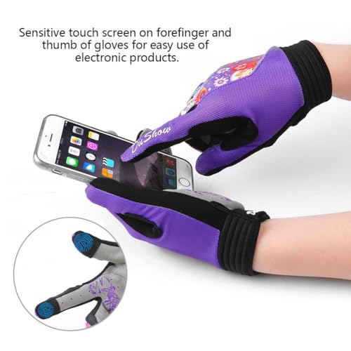 DuShow Bike Gloves for Women Cycling,Pink Floral Workout Gloves Women,Full Finger Biking Driving Riding Gloves for Women,G...