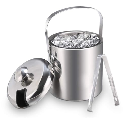 Sailnovo Ice Bucket, Double-Wall Stainless Steel Insulated Ice Buckets with Lid and Ice Tong, Ideal for Cocktail Bar, Part...