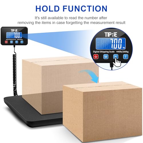 TIPRE Digital Shipping Postal Scale 440lb/0.5oz Accuracy! Lightweight Carbon Fibre Commercial Weight Scale for Package, Sm...