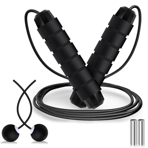 Vinsot Weighted Cordless Jump Rope Ropeless Jump Rope 2 in 1 Adjustable Length Skipping with Ball and Soft Handles for Wom...