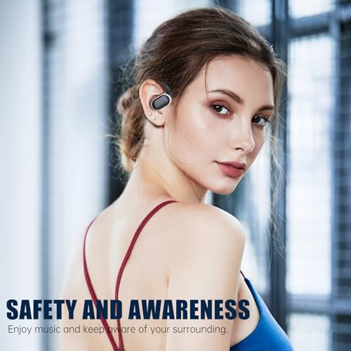 Open Ear Wireless Earbuds Bluetooth 5.4 Headphones, 50H Playtime Stereo Earphones with ENC Noise Cancelling, IPX7 Waterpro...