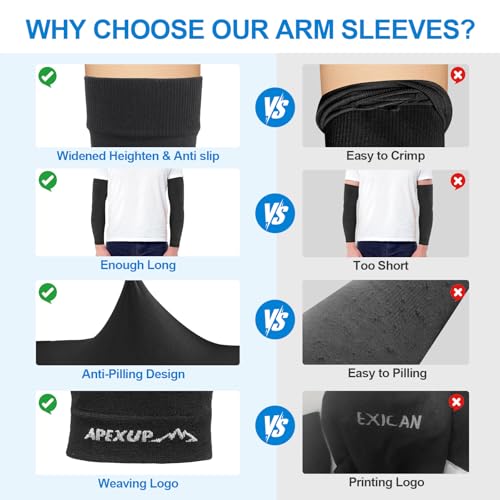 APEXUP Cooling Arm Sleeves for Men Women, UV Sun Protection UPF 50, Volleyball Arm Sleeves Compression Sleeves for Outdoor
