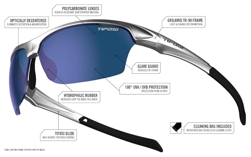 Tifosi Intense Sport Sunglasses Men & Women - Ideal For Golf, Pickleball, Running & Tennis. Vented Lenses Prevent Fogging