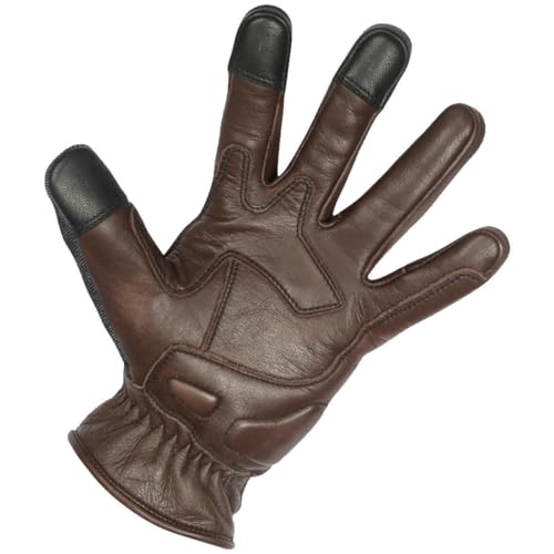 Vance Leather USA Denim & Leather Motorcycle Gloves with Touchscreen Compatibility, Breathable Riding Gloves