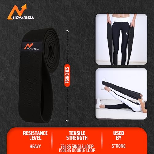 76 Inches Long Heavy Fabric Resistance Bands for Women and Men - Non-Slip, Durable Exercise Bands for Stretching, Yoga, Ho...