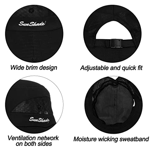 Women's Outdoor UV-Protection-Foldable Sun-Hats Mesh Wide-Brim Beach Fishing Hat with Ponytail-Hole