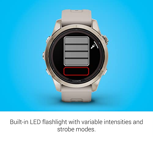 Garmin fēnix 7S Pro Sapphire Solar, Multisport GPS Smartwatch, Built-in Flashlight, Solar Charging Capability, Sand