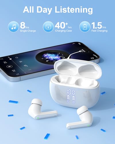 HUIFU Ear Buds Wireless Earbuds - Bluetooth Headphones 40H Playtime LED Display Deep Bass Stereo in-Ear Earphones with IPX...