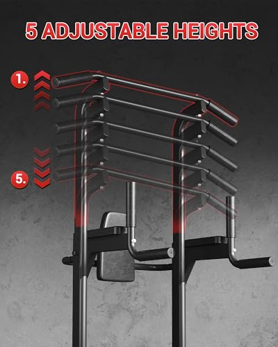 Power Tower Pull Up Bar & Dip Station, 450LB Weight Capacity, Heavy-Duty Carbon Steel Free Standing Home Gym for Pull-Ups,...