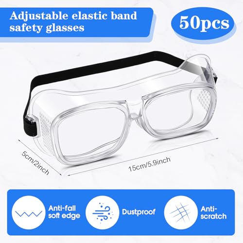 Tellegloww 50 Pairs Safety Goggles Anti-fog Protective Safety Glasses Anti Scratch Eye Protection Clear Lens Onion Goggles...