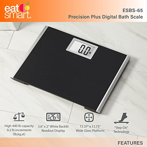 Eat Smart Precision Plus Scale for Body Weight, Wide Platform for added comfort. Extra heavy 440 LB capacity