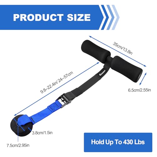 Bosaen Nordic Hamstring Curl Strap, Upgraded Stability Nordic Curl Strap with Strong & Non-Slip Metal Buckle for Hamstring...