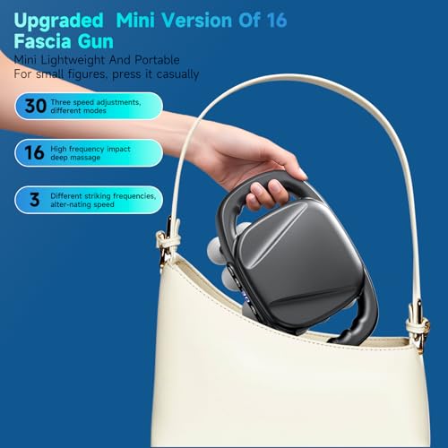 Mini 16-Head Massage Gun, Electric Deep Tissue Massage, 3 Modes, 30 Levels Of Speed, Relieve Pain In Neck, Back, And Leg M...