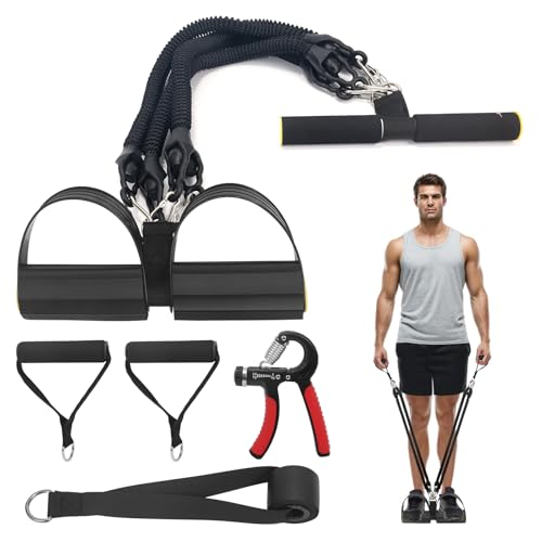 2026 Upgrade Foot Pedal Resistance Band, Adjustable 4-Tube Elastic Pull Rope Fitness Sit-up Exercise Equipment at Home Gym...