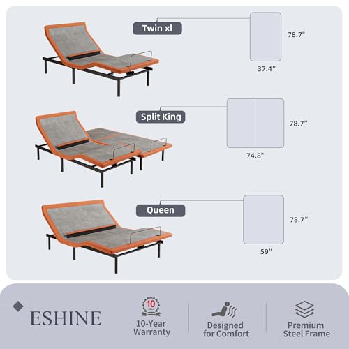ESHINE Adjustable Bed Frame + 14 inch Hybrid Matt, Lumbar Support, Head-Pillow-Tillt, Smart App Control, Wireless Remote, ...
