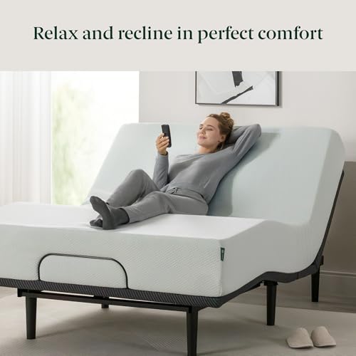 Zinus Nadia Adjustable Bed Frame, Electric Reclining Platform Bed Base, 5-Function Wireless Remote, Independent Head and F...