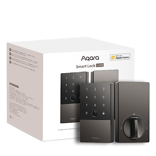 Aqara Smart Lock U100, Fingerprint Keyless Entry Door Lock with Apple Home Key, Touchscreen Keypad, Bluetooth Electronic D...