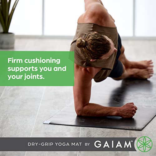 Gaiam Dry-Grip Yoga Mat - 5mm Thick Non-Slip Exercise & Fitness Mat for Standard or Hot Yoga, Pilates and Floor Workouts -...