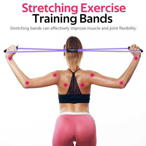 RENRANRING Figure 8 Fitness Resistance Bands with Handles - Exercise Tube Band Set of 3 for Arm and Shoulder Stretch, Rope...