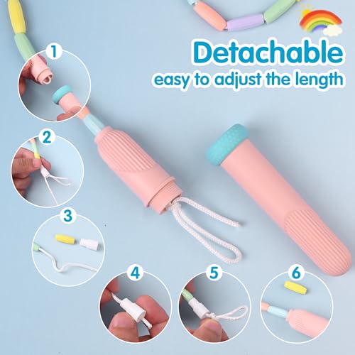 Beaded Jump Rope 1 Pack/2 Pack, ACEONE Segmented Skipping Rope for Kids Adults, Adjustable Tangle-Free Toddler Jumping Rop...