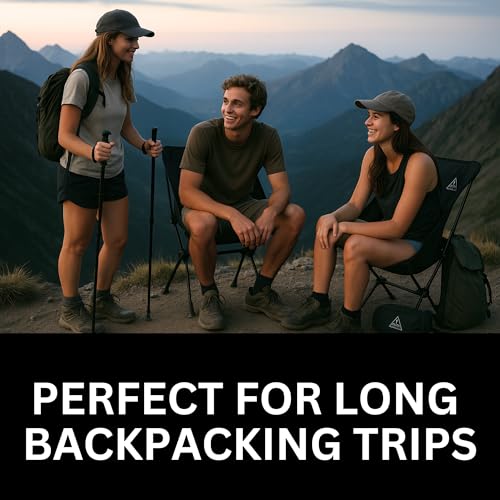 AVIVA Sports 3-in-1 Camping Chair, Trekking Poles & Mounted Flashlight – All-in-One Backpacking Kit Small & Weighs Only 3 ...