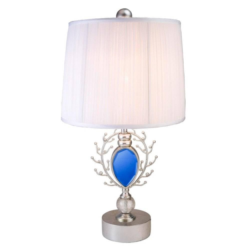 HomeRoots Faux Turquoise Pendant Silver Table Lamp - Elegant Design for Home Decor