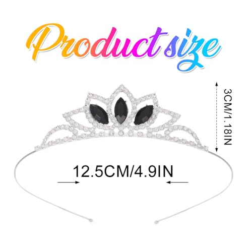 Kilshye Rhinestone Princess Tiara Silver Girls Tiaras Crystal Hair Accessories (Black)