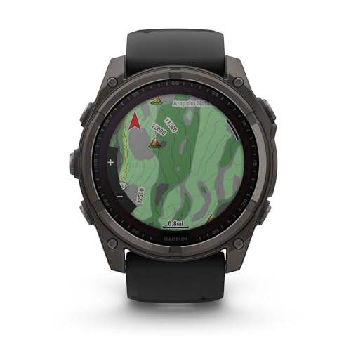 Garmin Fenix 8 Premium Multisport GPS Running Smartwatch, 51 mm, Sapphire, Solar, Dive-Rated, Built-in Flashlight, DLC Tit...