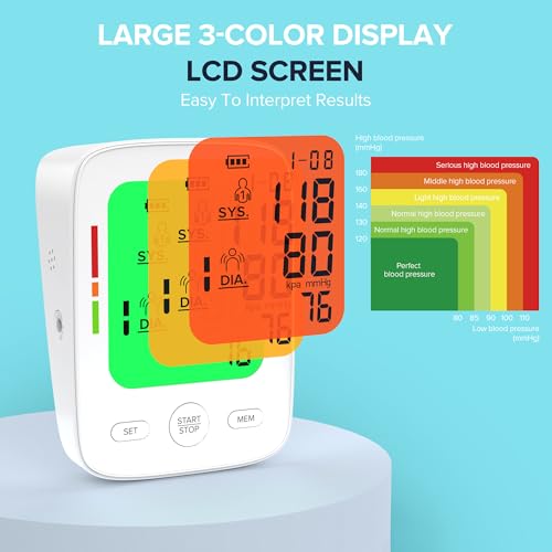 Blood Pressure Monitor for Home Use, Automatic Upper Arm Blood Pressure Machine with Large LCD Display, Adjustable Cuff (9...
