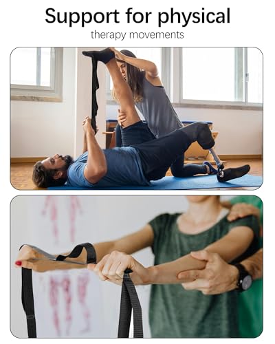 10 Loop Yoga Stretching Strap for Physical Therapy - Non-Elastic Exercise Band for Pilates, Yoga, Stretching for Women & Men