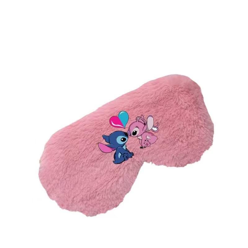 Cute Stitch Eye Masks for Sleep, Cartoon Plush Blindfold, Soft Funny Travel Eye Cover (Pink)