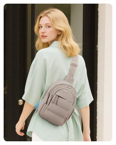 BAGSMART Small Sling Bag for Women, Puffer Crossbody Bag Purses Hobo Handbag Fanny Packs for Travel Hiking