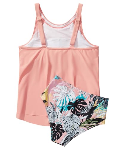 SUUKSESS Women Tummy Control Tankini Bathing Suit Ruffle High Waisted Swimsuit