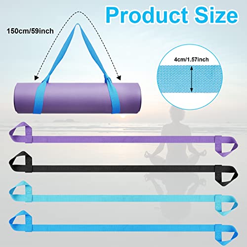 Deekin 4 Pcs Yoga Mat Straps for Carrying Yoga Mat Holder Adjustable Thick Carrier Exercise Sling Cotton Workout Stretchin...