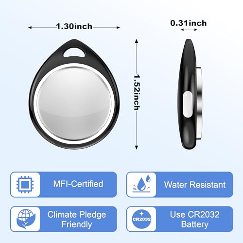 4 Pack Tracker Tags [Apple MFi Certified] Bluetooth Air Tracker Pair with Apple Find My (iOS Only) Smart Tracking Tags Key...