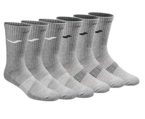 Saucony Men's RunDry Mesh Ventilating Comfort Fit Performance Crew Socks, Available in L-XL (3, 6, 12 Pairs)
