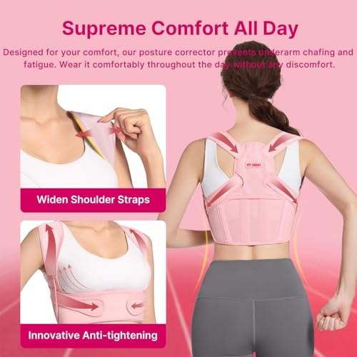 Fit Geno Posture Corrector for Women: Adjustable Lightweight Upper Back Brace for Neck Shoulder & Upper Back Pain Relief -...