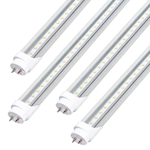 AQIQUUT LED Bulbs T8 Replacement 24W 3200LM 5000K 4FT Clear Cover (4-Pack)